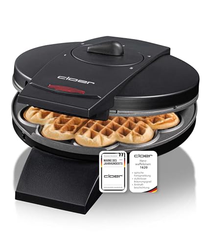 Cloer 1620 Waffeleisen für klassische Herzwaffeln, 930 W, Waffelgröße 15,5 cm, stufenlos...