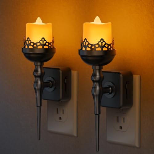 Image of Briignite Halloween Night Light, Gothic Candle Night Lights, Amber 1600K