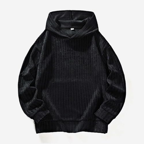 Men Striped Sweatshirt Long Sleeve Pullover Hoodie Trendy Loose Fit Casual Streetwear Hooded Top with Pocket2