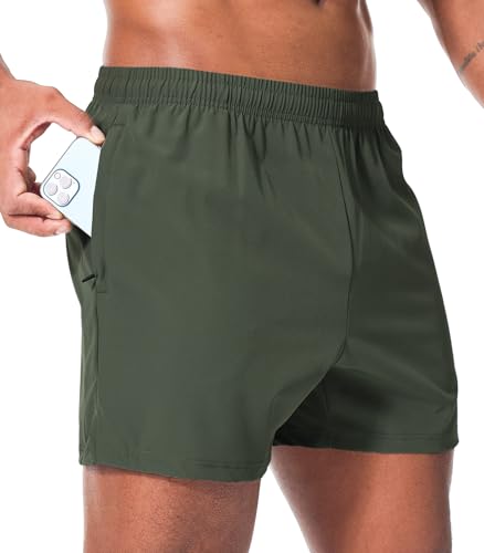 Superora Pantalones Cortos de Running Deportivos para Hombre Transpirables Secado Rápido con Bolsillo Trasero Impermeable de Cremallera