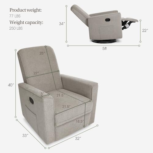 Image of Evolur Raleigh Plus Nursery Glider Recliner, GREENGUARD Gold, Warm Sand