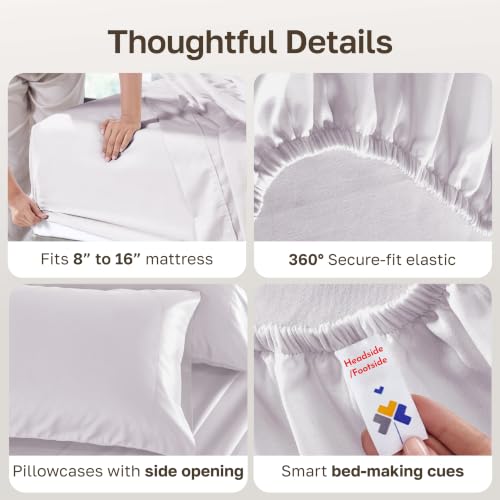 Image of California Design Den 100% Cotton 500TC Full Bed Sheets Set, Pale Orchid | Good Housekeeping Seal, OEKO-TEX Certified, Silky-Soft Sateen Weave, 4pc Set, 16 inch Deep Pockets, For Hot Sleepers, All-Season