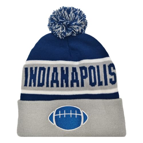 Miodoem City Beanie Knit Hat with Pom Winter Cuffed Cap Sport Fans Gift for Men Women