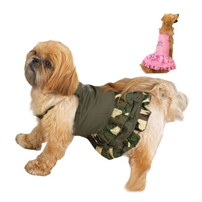 Camo Crossbone Dog Sun Dress Small (S) Green