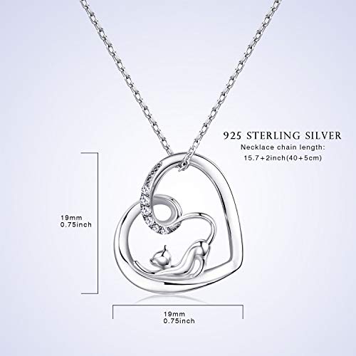 AmorAime 925 Sterling Silver Cat Necklace for Women Heart Necklace Fashion Cute Cat Pendant Necklaces for Festival, Vacation or Holiday2