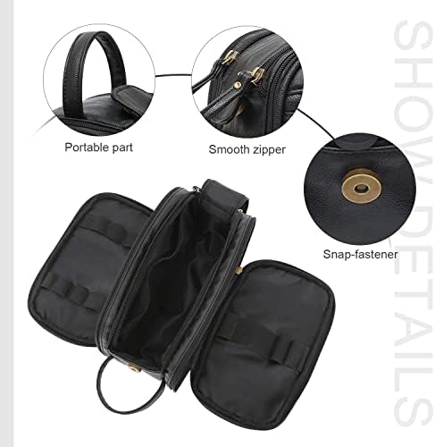 Ynport PU Leather Toiletry Bag for Men Travel Shaving Dopp Kit-Large Cosmetic Bags Unisex Toiletries Bathroom Organizer Accessories Organizer(Black) 4 Ynport PU Leather Toiletry Bag for Men Travel Shaving Dopp Kit-Large Cosmetic Bags Unisex Toiletries Bathroom Organizer Accessories Organizer(Black)