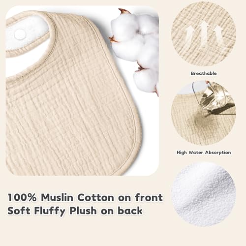 Image of Susurration Muslin Baby Drool Bibs 10Pack Soft Square Adjustable Bandana Bibs for Unisex Baby Girls & Boys