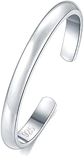 BORUO 925 Sterling Silver Toe Ring, Daisy Flower Hawaiian Adjustable Band Ring 2mm