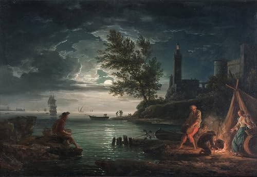 Tableau Impressions d'art Mural Nuit de Claude Vernet pour Décoration Chambre 60x90cm