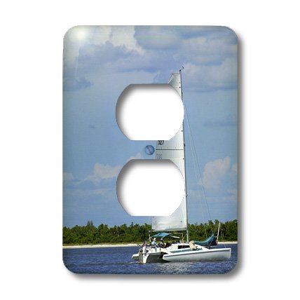 Placa para interruptor multicolor 3dRose lsp_33222_6 con diseño de catamarán 3