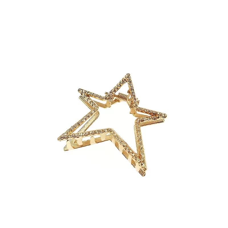 4 Pcs Hair Claws Gold-Colored Metal Small Heart-Shaped & Star-Shaped Hair Clips Suitable for Thick Thin Hair Strong Grip Y2K Style Claw-Shaped Clips Anti-Slip Suitable for Half Tied Hair - Image 4