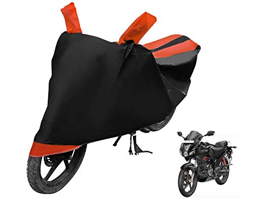 Image of Auto Hub Bike Cover Compatible with Hero Karizma R with Mirror Pocket, Dustproof, Heat Resistant, Triple Stitched, Karizma R Bike Cover- Black, Orange