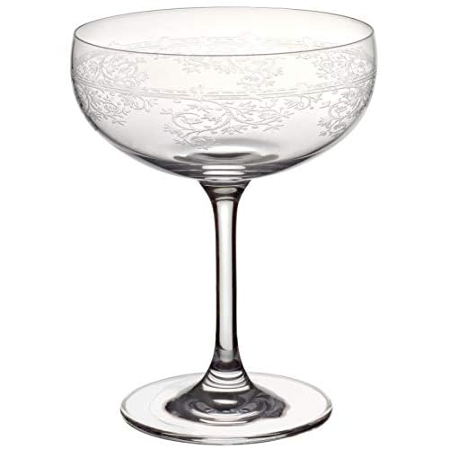 CRISTALICA Sektschale Schaumweinschale Champagner Kristallglas 280ml Panto Floral