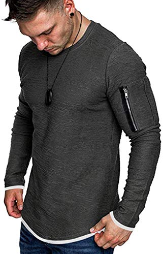 COOFANFDY Men's Dry-Fit Moisture Wicking Performance Long Sleeve T-Shirt, UV Sun Protection Outdoor Active Athletic Crew Top Grey