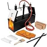 Propane 3 Burners Forge, 2700¡§H Blacksmithing Gas Forge, Large Capacity Square Propane Burner Portable Forge with V-Bit Tongs & Leather Gloves for Farrier, Knife and Tool Making