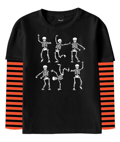 Image of Remimi Unisex Kids Christmas Long Sleeve Shirt Xmas Print Stripe Shirts 2-12 Years
