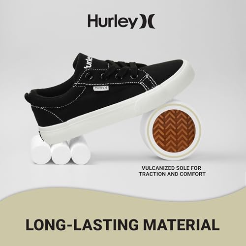 Image of Hurley Kids Finn Sneakers - Canvas Skate Shoes for Kids, Low Cut Tennis Shoes for Girls and Boys