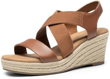 DREAM PAIRS Womens Platform Espadrilles Wedge Sandals, Slip on Elastic Ankle Strap Sandals for Women Casual Dressy Summer