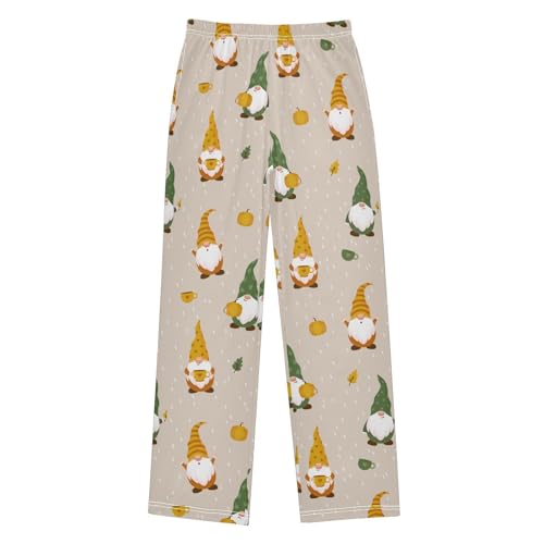 Thanksgving Gnome Pumpkin Boys Long Pants Soft Trousers Elastic Waist Kids Lounge Bottoms with Pockets S-XL