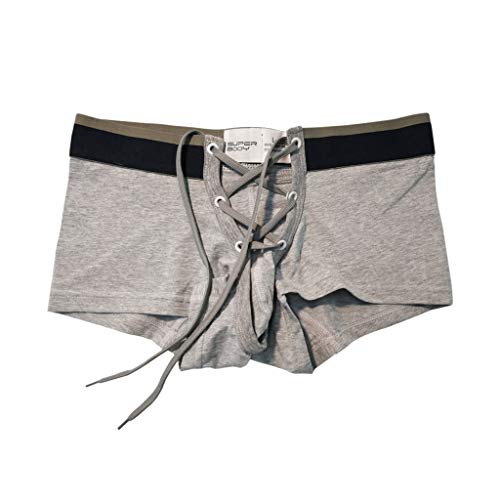 Preisvergleich Produktbild MAYOGO Herren Hochelastisch Lace Up Unterhosen aus Baumwolle,Atmungsaktiv Weiche Gemütlich Retroshorts Pack Boxer Underwear Slips