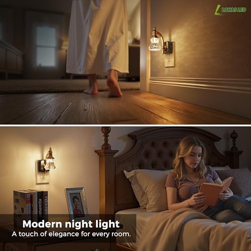 Image of L LOHAS LED Night Lights Plug into Wall, 3000K Soft White LED, Flower Night Lights with Dusk to Dawn Sensor, 0-100lm Adjustable Brightness, for Hallway Bedroom Stairway