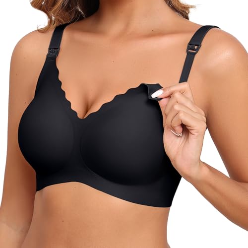 ProKloud Sujetador de Lactancia sin Costuras Cómodo Sostenes de Lactancia Materna sin Aros Sujetador de Maternidad de Tallas Grandes para Dormir con Hebilla de Extensión
