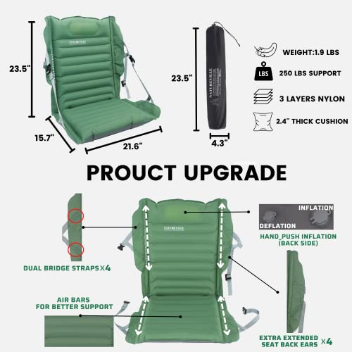 Natureville Inflatable Outdoor Chair, Lightweight-1.76Lbs Camping Chair, Compact-Rolled & Fold To Portable Size,Comfortable-2.4” Air Cushion + Adjustable Back Strap + Anti-Puncture #TOP5