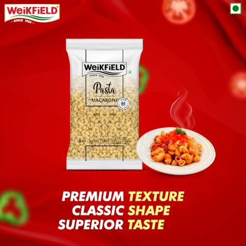Image of Weikfield Macaroni Pasta| Healthy Pasta Made With 100% Durum Wheat Semolina | No Maida | Rich in Protein & Fibre | Non Sticky | 100% Vegetarian | 1Kg Pouch