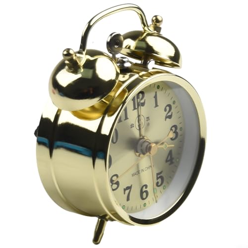Sveglia, sveglia meccanica a ferro di cavallo, carica manuale, orologio vintage in metallo, carino per comodino, cucina, ufficio, oro