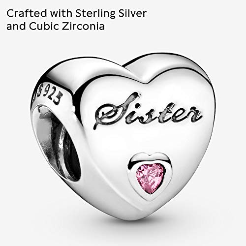 PANDORA Sister's Love Charm - Compatible Moments - Jewelry for Women - Sterling Silver Bracelet Charm with Cubic Zirconia - Gift with Gift Box4