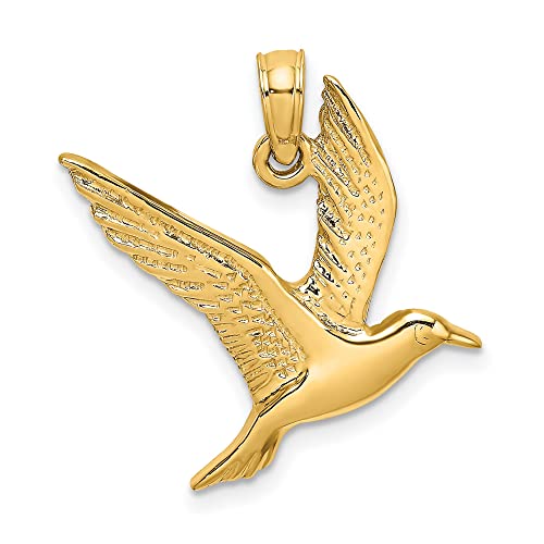 10k Yellow Gold Seagull Pendant for Women or Unisex Wear,