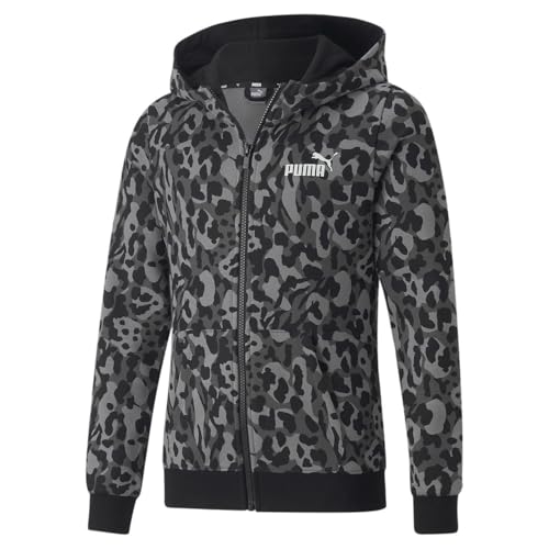 PUMA Kids Girls Alpha Leopard Print Hoodie Athletic Outerwear Casual - Black