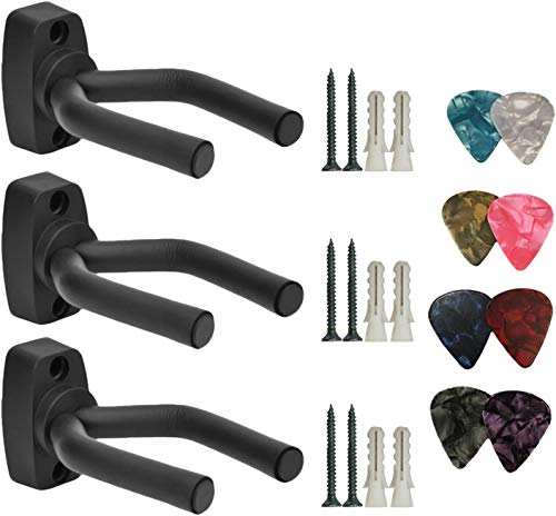 Soporte Pared Guitarra -3 Piezas de Guitarra Soporte de Suspension Holder Guitarra Eléctrica Acustica Tamaño Ajustable Para Colgar Guitarra, También Para Banjo, Bajo, Ukulele, Mandolina