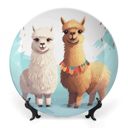 Plato decorativo de porcelana Llama Alpaca 6 pulg miniatura 1