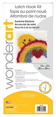 Image of Wonderart Sunshine Rainbow Latch Hook Kit, 12 inch X 12 inch