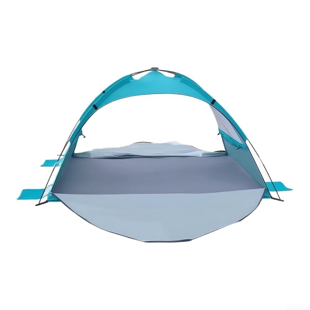 Tenda da spiaggia pieghevole grande 260 x 165 x 150 cm o piccola 200 x 150 x 120 cm, design ventilato a rete con ancore in tessuto di poliestere, pali in fibra di vetro, riparo dal sole leggero per