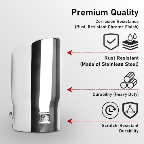 Image of MuHize Adjustable 1.5-2 Inch Inlet Exhaust Tip, 3.5 inch Outlet 6 inch Long Pipe