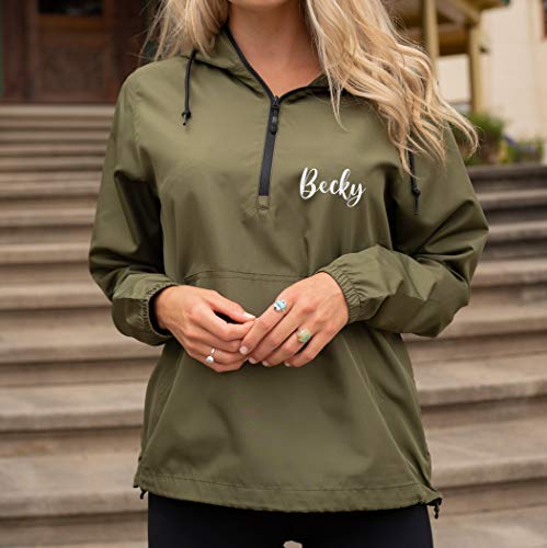 TEEAMORE Custom Embroidered Windbreaker Half-Zip Jacket for Men Women Personalized Embroidery Rain Jacket4