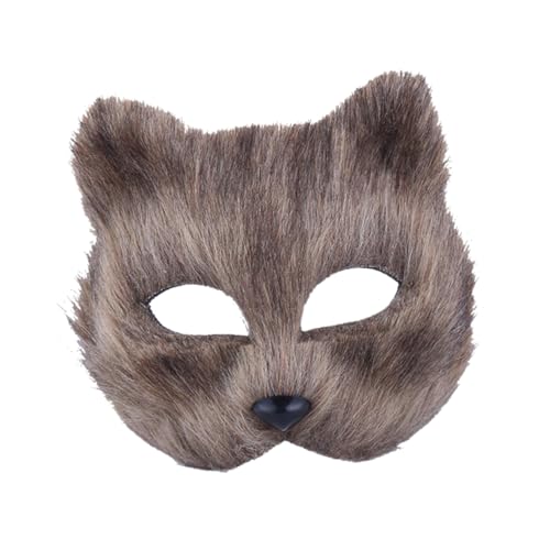 Veemoon Fox Mask Half-face Cosplay Carnival Carnival Mask Comfortable Breathing Holes for Halloween Party (grey)
