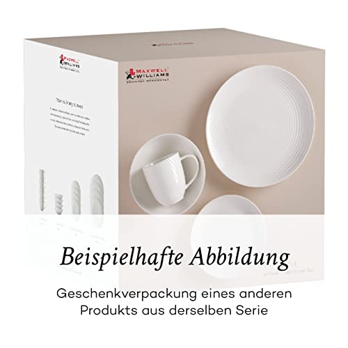 Maxwell & Williams II0109 Dinner-Set 16-tlg – Porzellan mit verziertem Rand – Zenith, Teller & Tassen, Grau, Geschenkbox