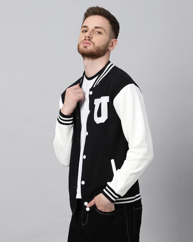 Image of BE SAVAGE Men's Cotton Blend Standard Length Varsity Jacket