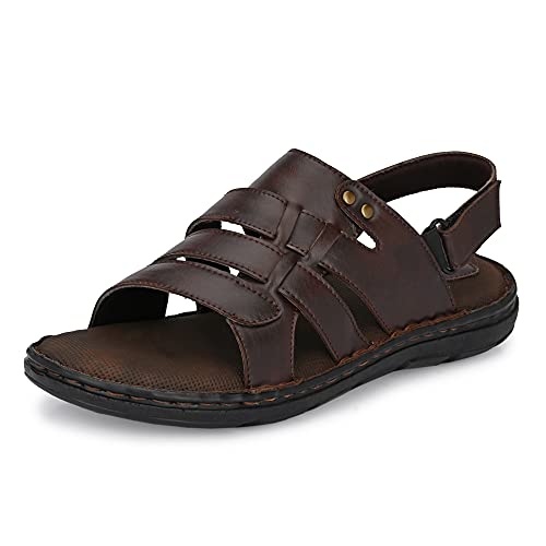 Image of Centrino Men's Sandals |Classical Thong Lightweight Quick-dry Flip Flops | Secure Hook & Loop Closure | Comfortable Close Strap | Heavy Density for Arch Support Comfort, Hand Stitched Chappal (3669)