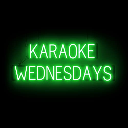 Image of SpellBrite LED Neon KARAOKE WEDNESDAYS Sign for Business - Green, 41 inch x 15 inch | Ultra-Bright Click-Together Signage for Bars & Restaurants, with Visibility from 500 ft - 8 Animations, 6 Brightness Levels