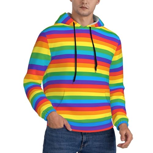 JBJGKHLP Sudadera con capucha para hombre, con estampado de arco iris, ropa casual para otoño e invierno, ajuste relajado, Negro, S