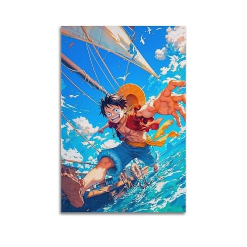 ZPAOWUFB Póster de anime de una pieza con diseño de mono D. Luffy, lienzo decorativo para pared e impresión artística moderna para dormitorio familiar, 40 x 60 cm