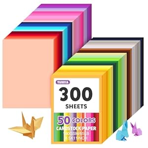 300 Sheets 8.5″ X 11″ Colored Cardstock, 50 Assorted Colors Construction Paper Card Stock Printer Paper for Printing, Card Making, DIY Crafts, Kids School Supplies,Party Decorations (180 GSM)