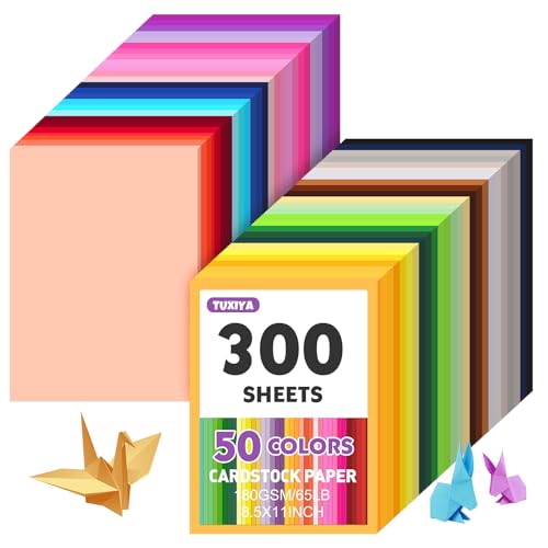 300 Sheets 8.5' X 11' Colored Cardstock, 50 Assorted Colors...