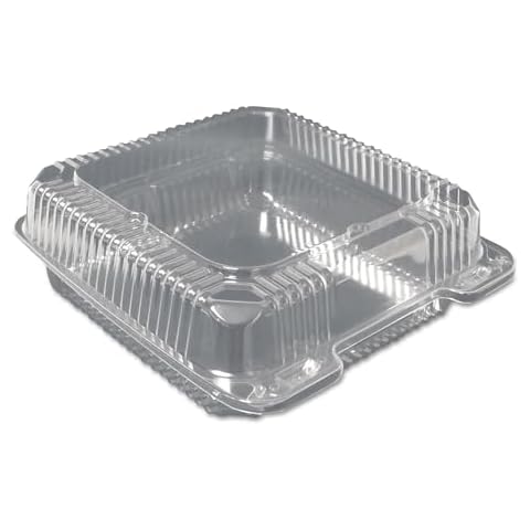 Durable Packaging 9" x 9" x 3" Clear Hinged Plastic Food Bakery Take-Out Container (pack of 50) Cover