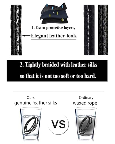Flexible 2MM/3MM/4MM/5MM ，14" to 42" Waterproof Braided Leather Chain Cord Necklace for Men/Women, Brown/Black Rope Chain for pendant (Gift Box)4