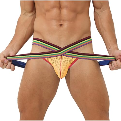 Xiaojmake Men's Athletic Supporters Jockstrap Underwear Low Rise Thong Adjustable Waistband Breathable Active Underpants